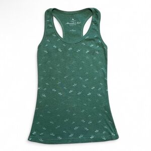 Y2K Abercrombie & Fitch Green All Over Moose Logo Racerback Tank Top S/M